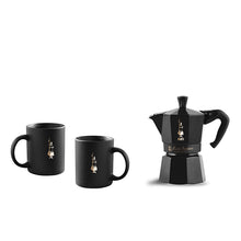 Load image into Gallery viewer, MOKA 6 Cup BLACK + 2 MUGS BLACK STAR EDITION SET