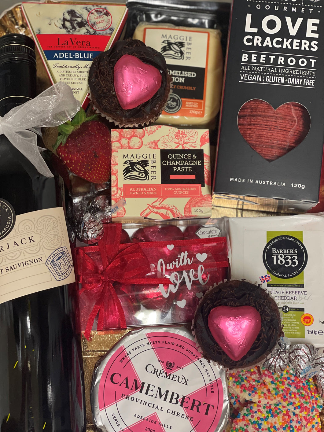 VALENTINES DAY CHEESE & WINE HAMPER
