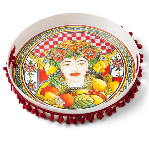 BACI MILANO FESTIVE BAROQUE ROUND TRAY